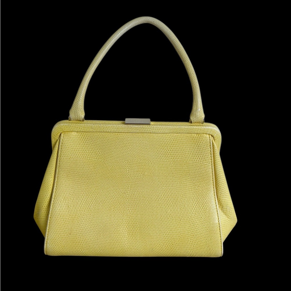 Banana Republic Yellow Leather Kisslock Handbag Bag